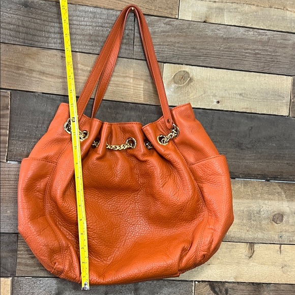 Michael Kors Orange/Rust Leather Hobo Shoulder Bag with gold hardware - Picture 15 of 16